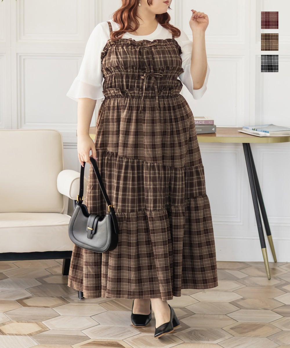 CLETTEオリジナルパッチワークチェックワンピース | 大きいサイズ