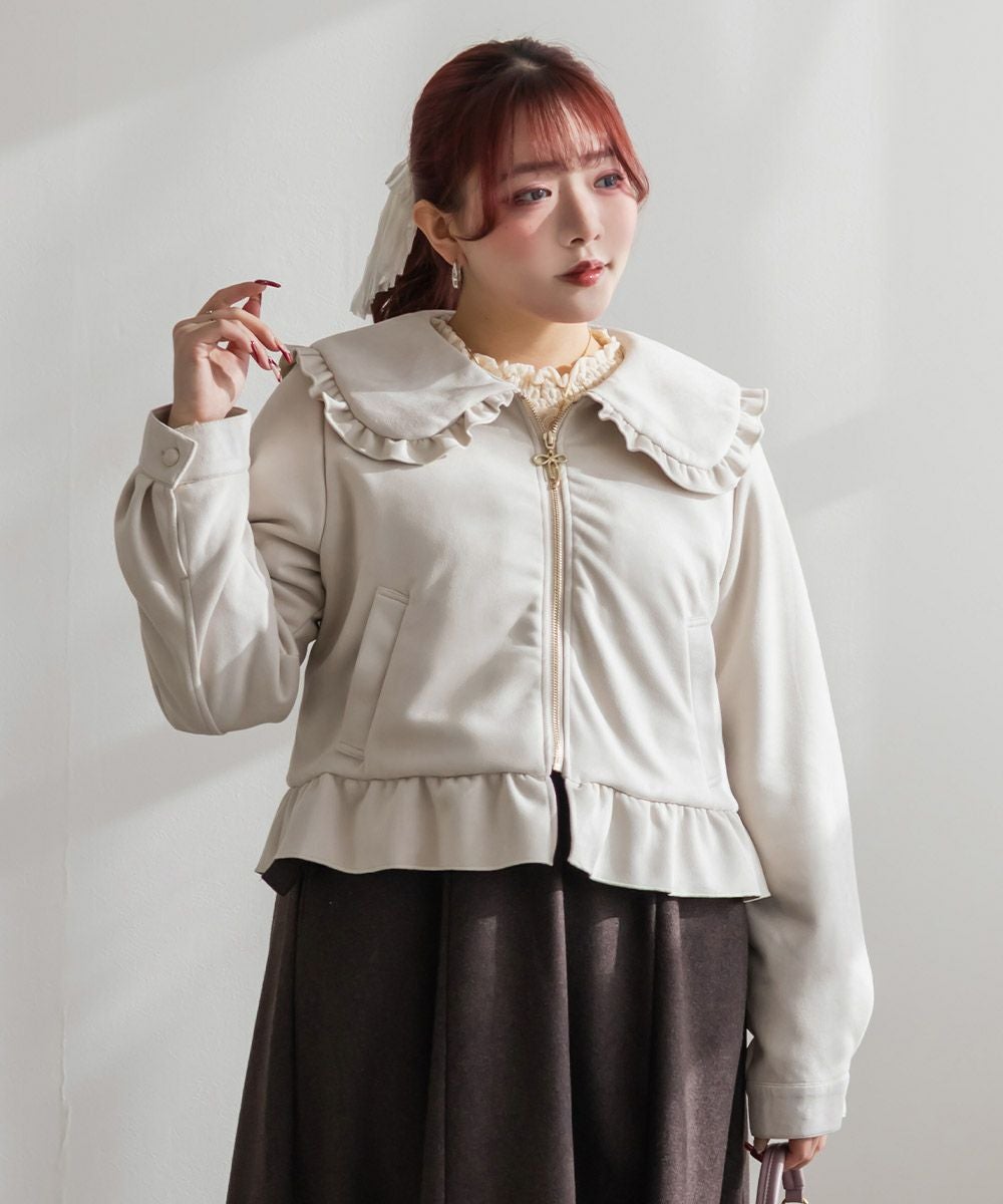 スエード風フリルジャケット | 大きいサイズ レディース専門店 CLETTE