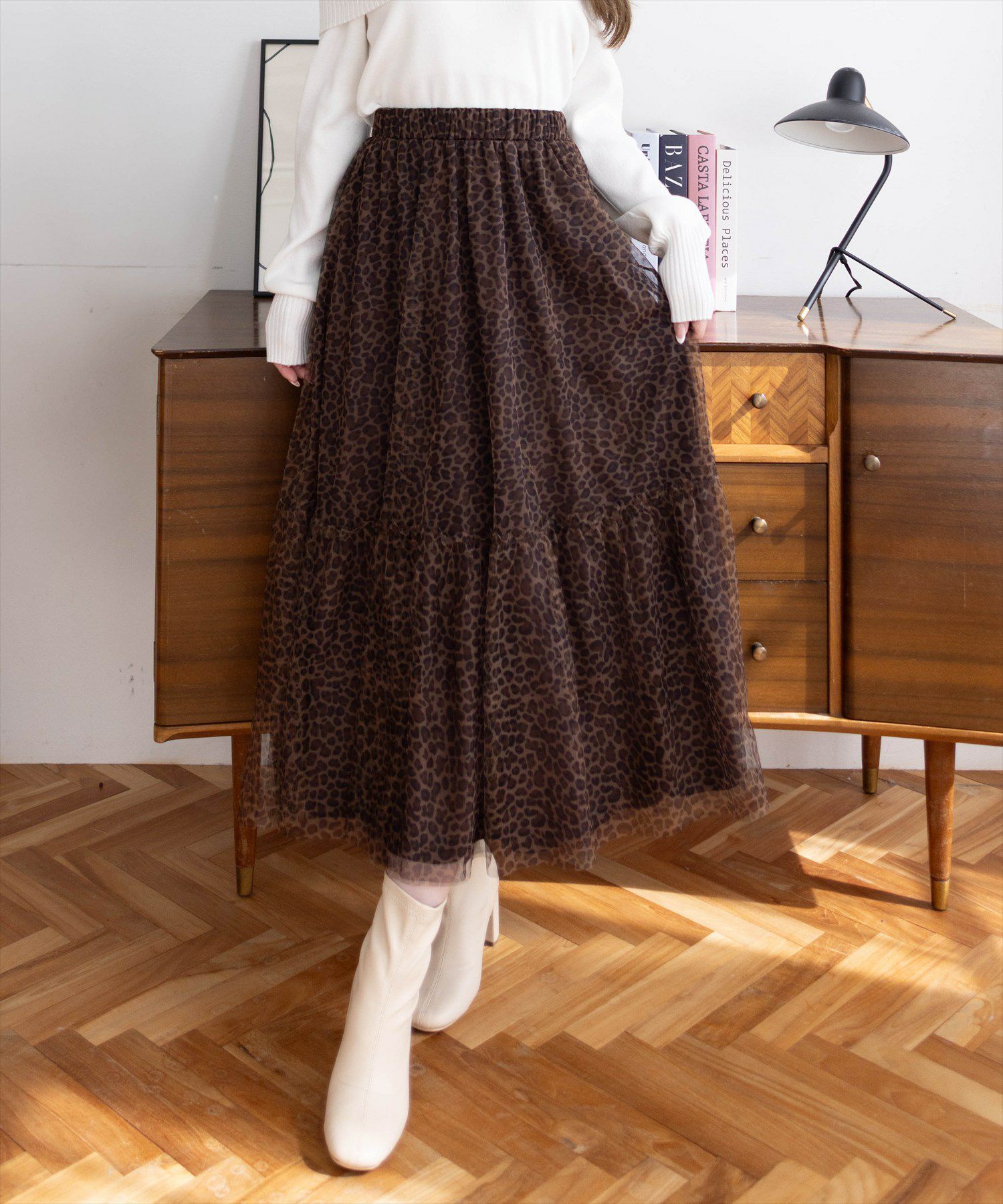 clear レオパード柄チュールロングスカート[CL8897] | レディース