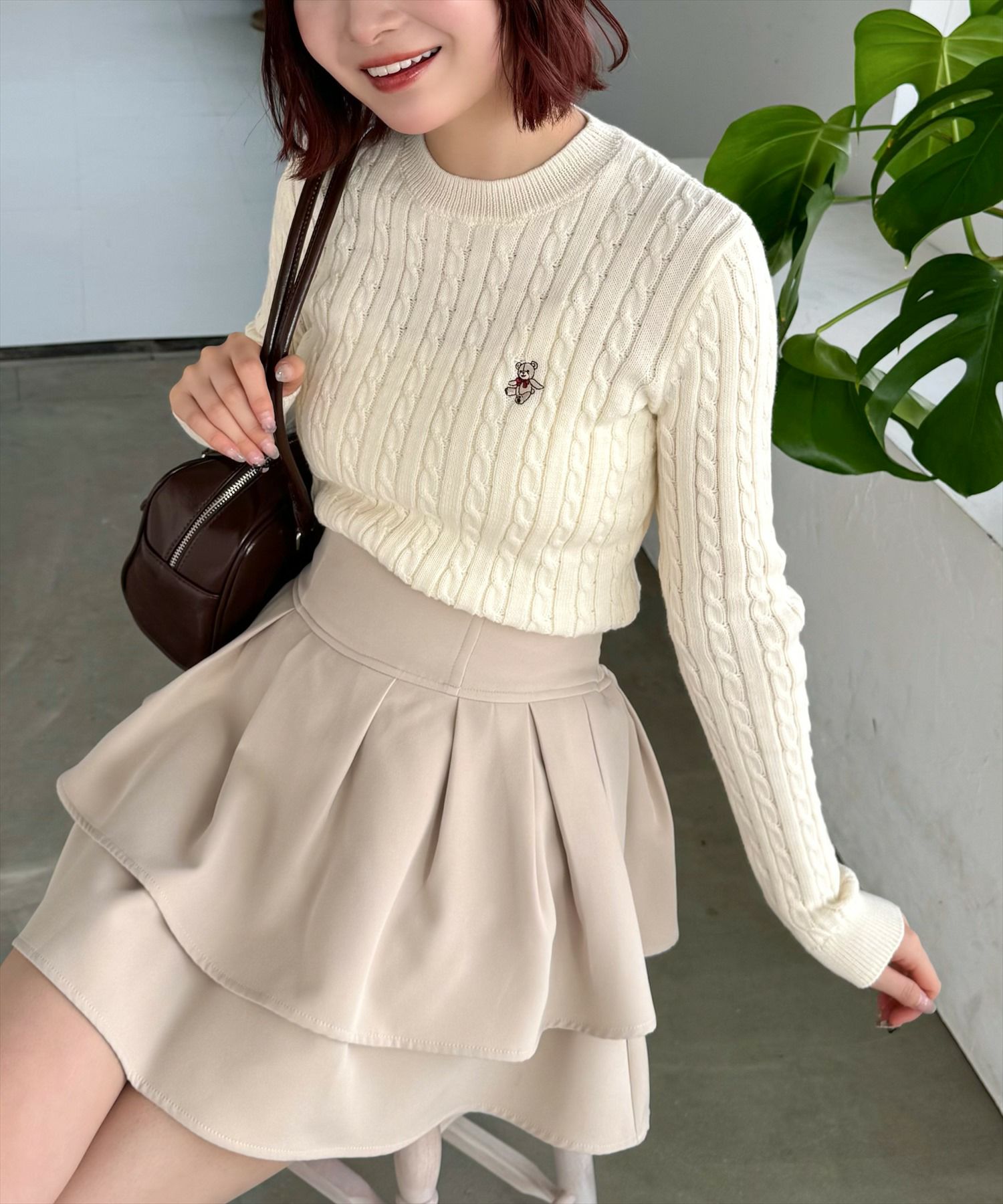 clear クマ刺繍総ケーブルニットトップス[CL9041/2] | レディース