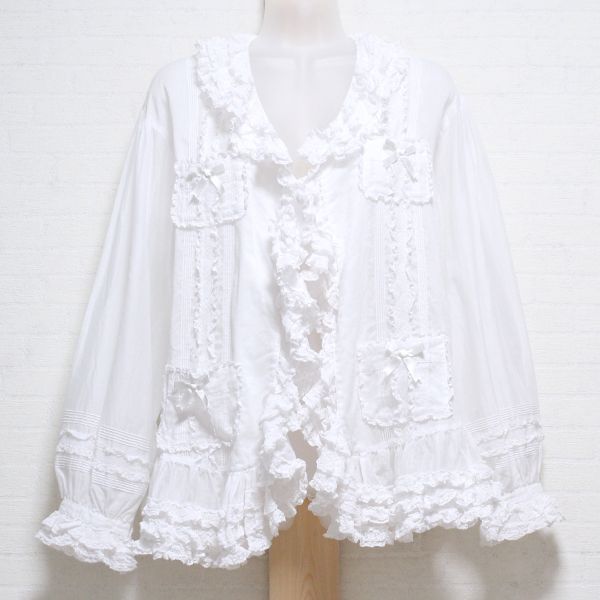 PINK HOUSE ブラウス シャツ フランス製レース使いローンブラウス