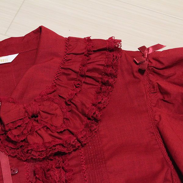 赤レース&サテンリボンローンオーバーブラウス - ピンクハウス通販