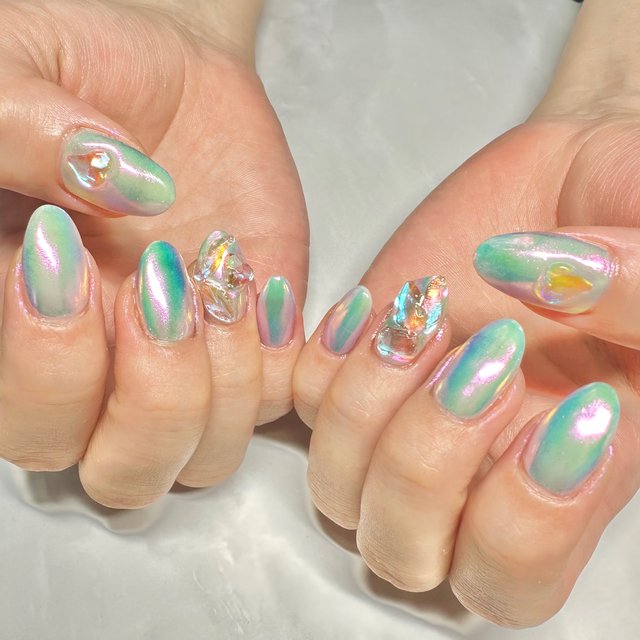 うるうるが可愛い♡涼しげな夏の氷ネイル｜2023