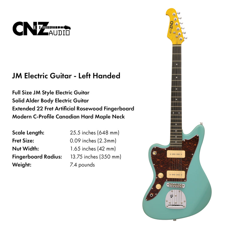 JM-SFG-TRPG-L | Lefty Electric Guitar - Seafoam Green, Tortoise