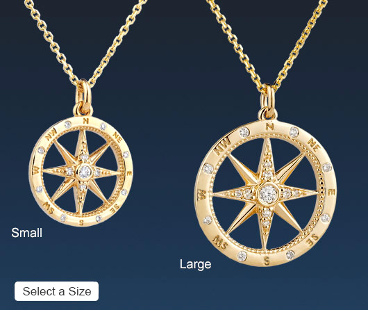 North by Northeast, Diamond Compass Rose Necklace - Cross Jewelers