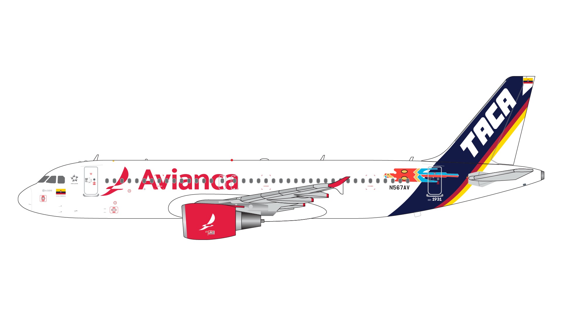 GJAVA2190 GEMINI JETS AVIANCA / アビアンカ航空 TACA retro livery