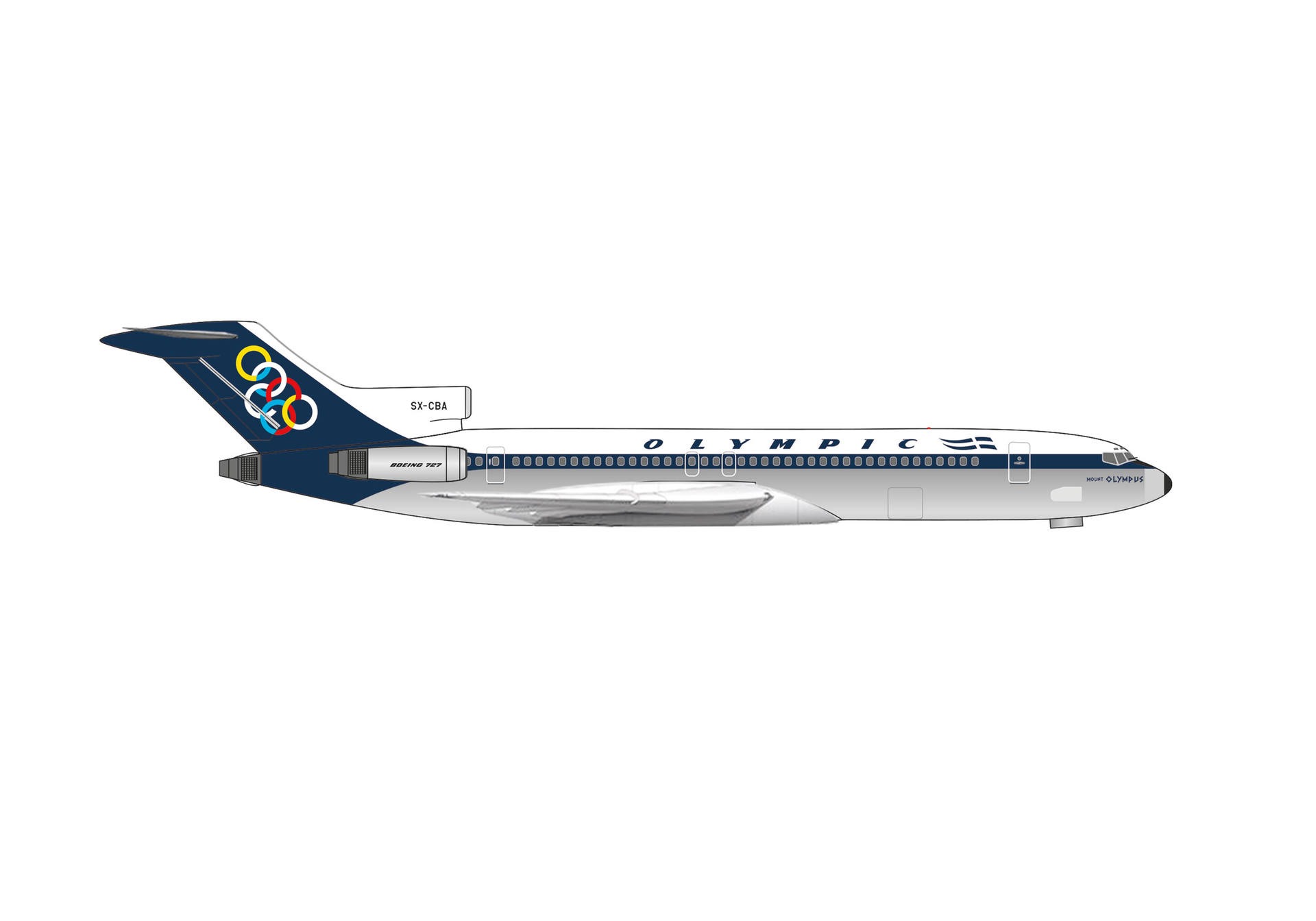 538060 Herpa Olympic Air / オリンピック航空 B727-200 SX-CBA Mount