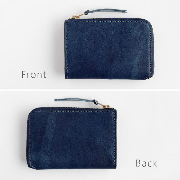 Re-ACT (リアクト) 大和藍染 L字 コンパクト スリム 財布 無地 [RA2507