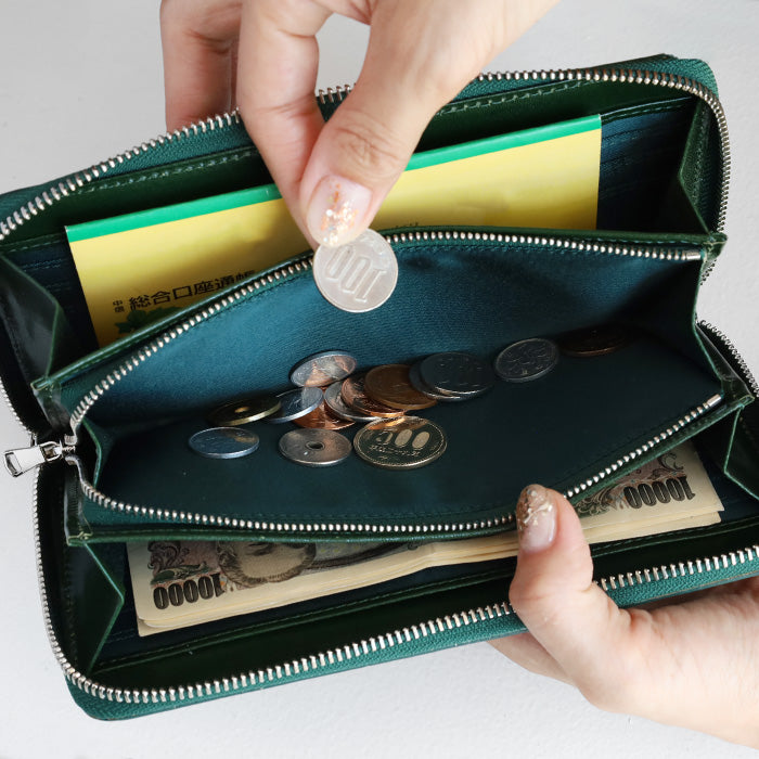 ZOO(ズー) 財布 長財布 イタリアンレザー ブロックチェック ラウンド