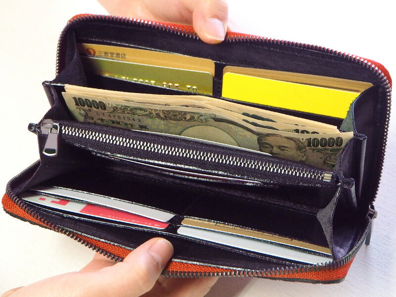 ZOO(ズー) 財布 長財布 象革 ラウンドファスナー オレンジ オセロット