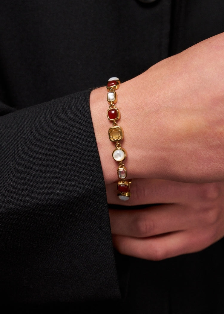 Blue Clover Stone Bracelet (Gold)