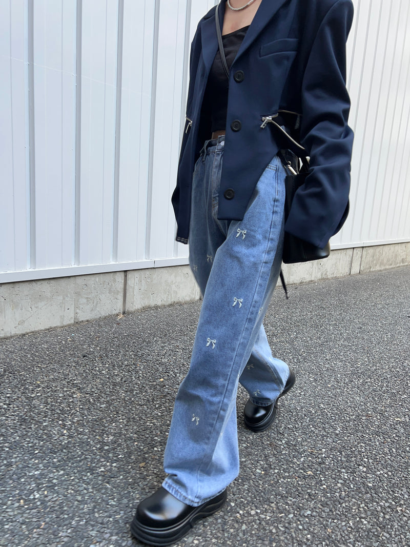 リボン刺繍デニムワイドパンツ DPB79033 – CRAMMY