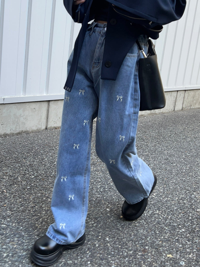 リボン刺繍デニムワイドパンツ DPB79033 – CRAMMY