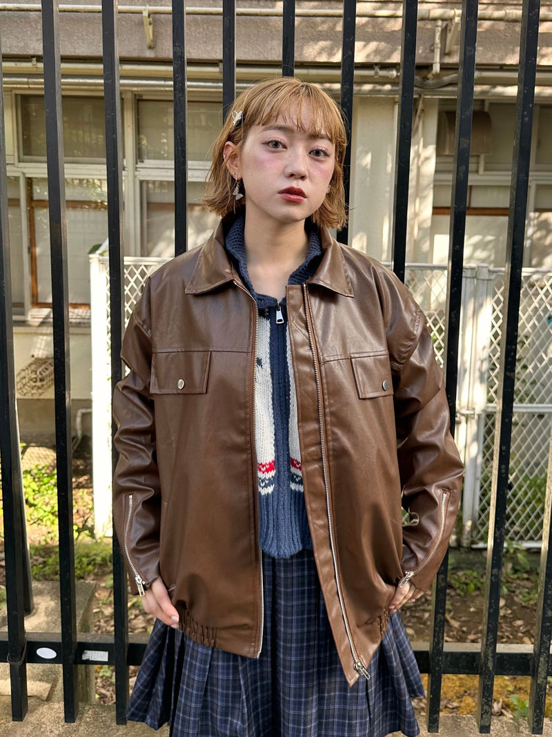 フェイクレザーブラウンジャケット DPB76085 – CRAMMY