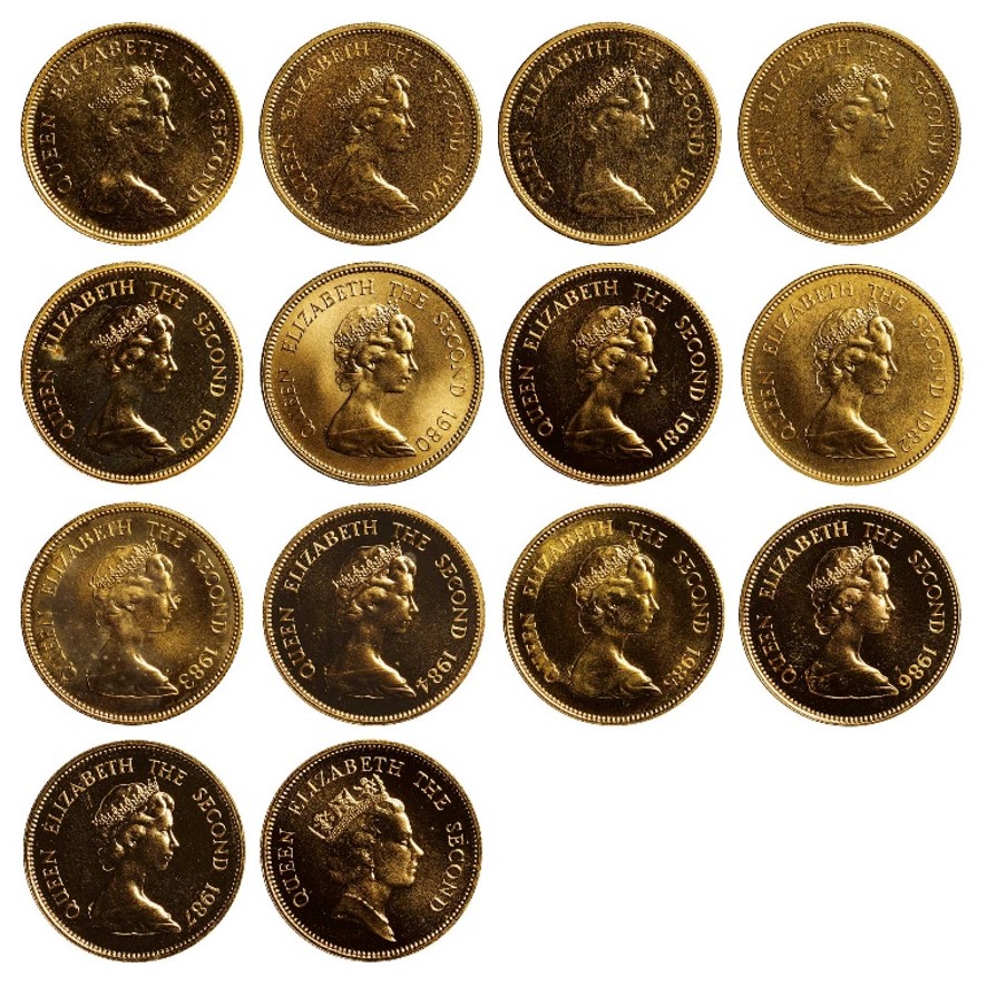 香港 エリザベス2世(1952-) 1000ドル金貨 1975,1986 王室訪問記念 Fr-1