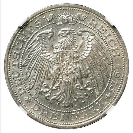 ドイツ プロイセン ヴィルヘルム2世(1888-1918) 3マルク銀貨 1915(A