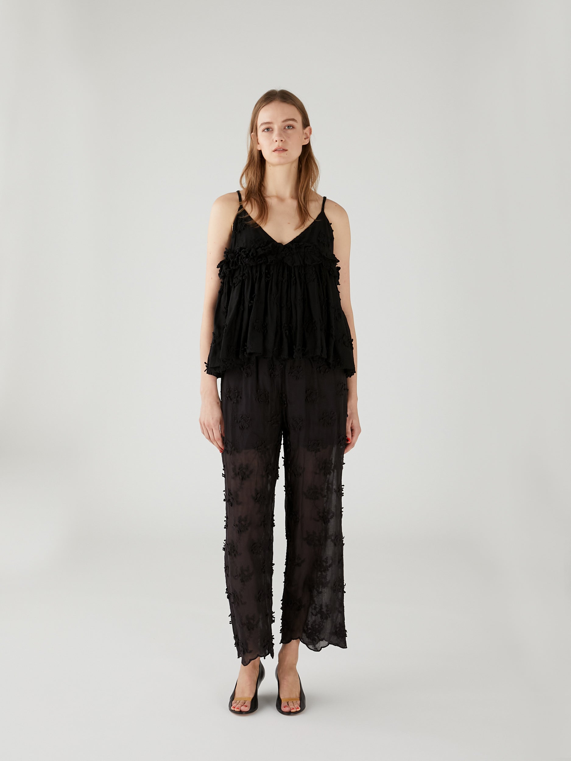 3D embroidery camisole | BLACK