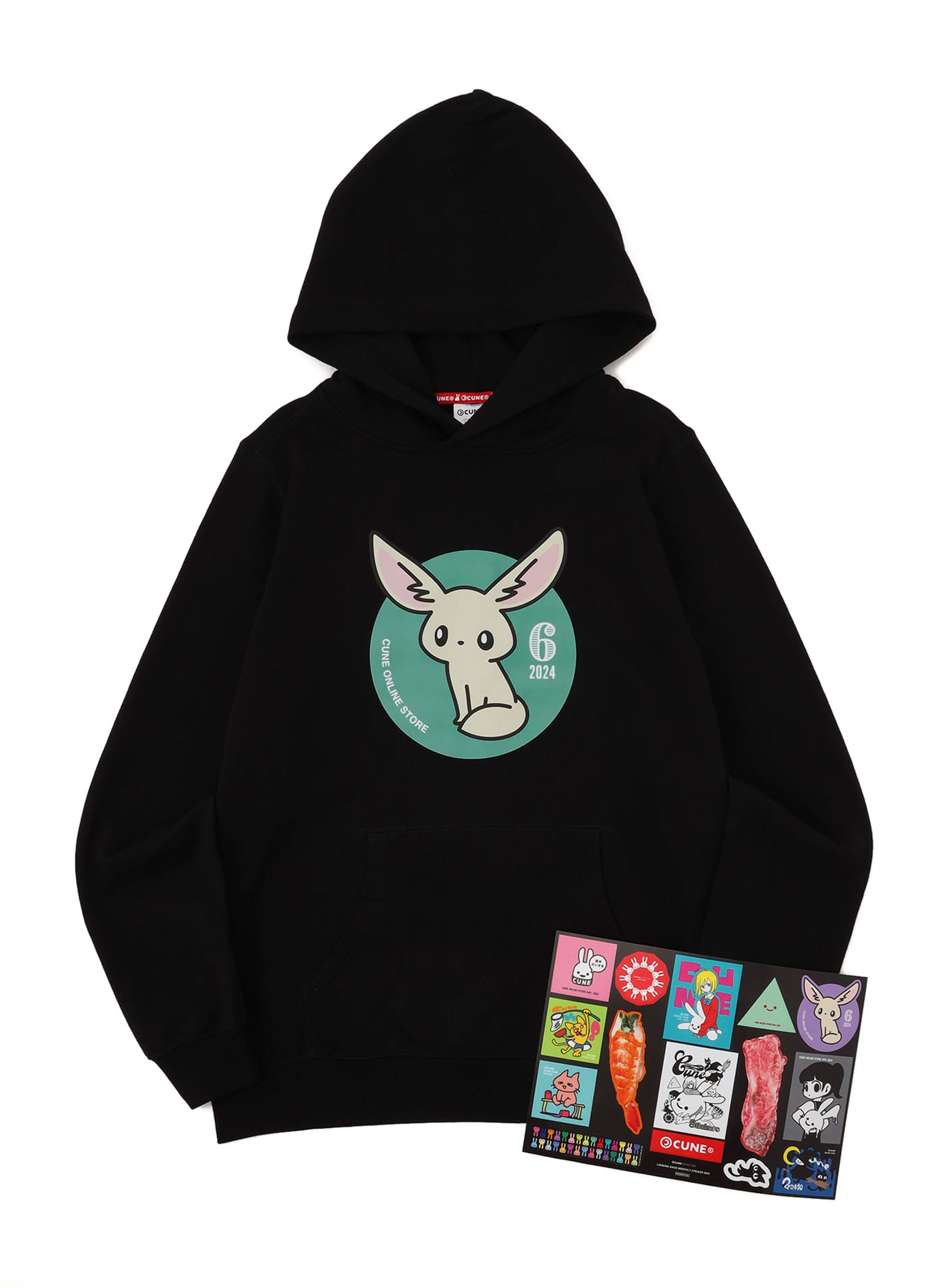 LOOKING BACK MONTHLY STICKER PULL PARKA 202406｜ウサギがいる｜CUNE