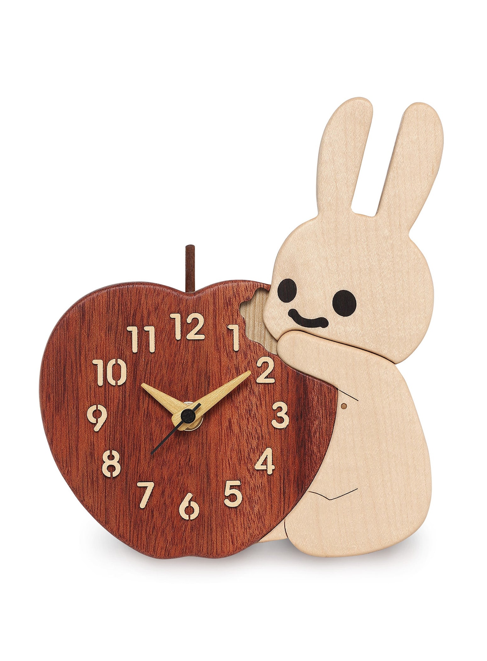 木でできたうさぎとりんごの置き時計｜ウサギがいる｜CUNE ONLINE STORE