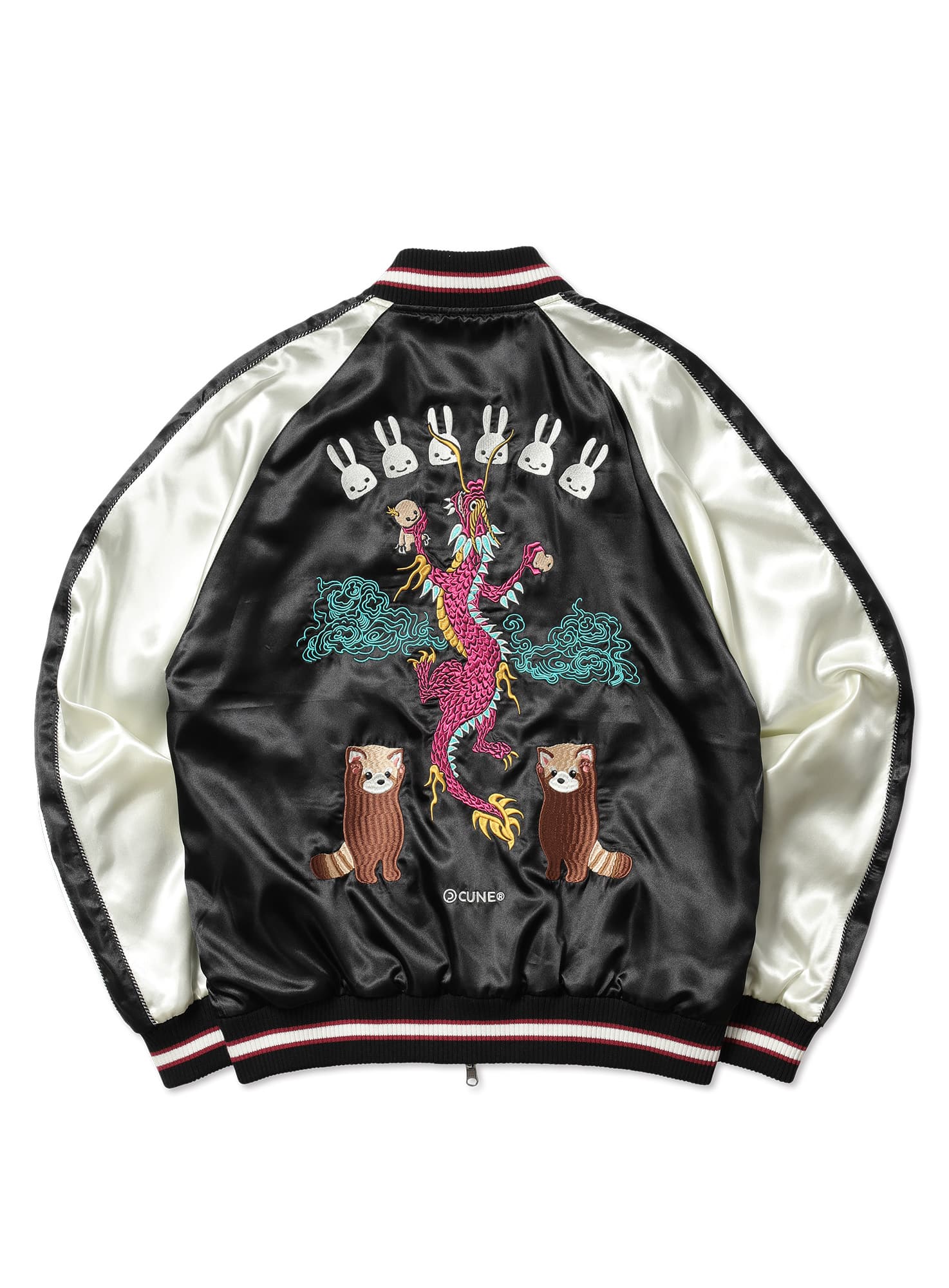 龍とレッサーパンダのリバーシブルスカジャン｜ウサギがいる｜CUNE