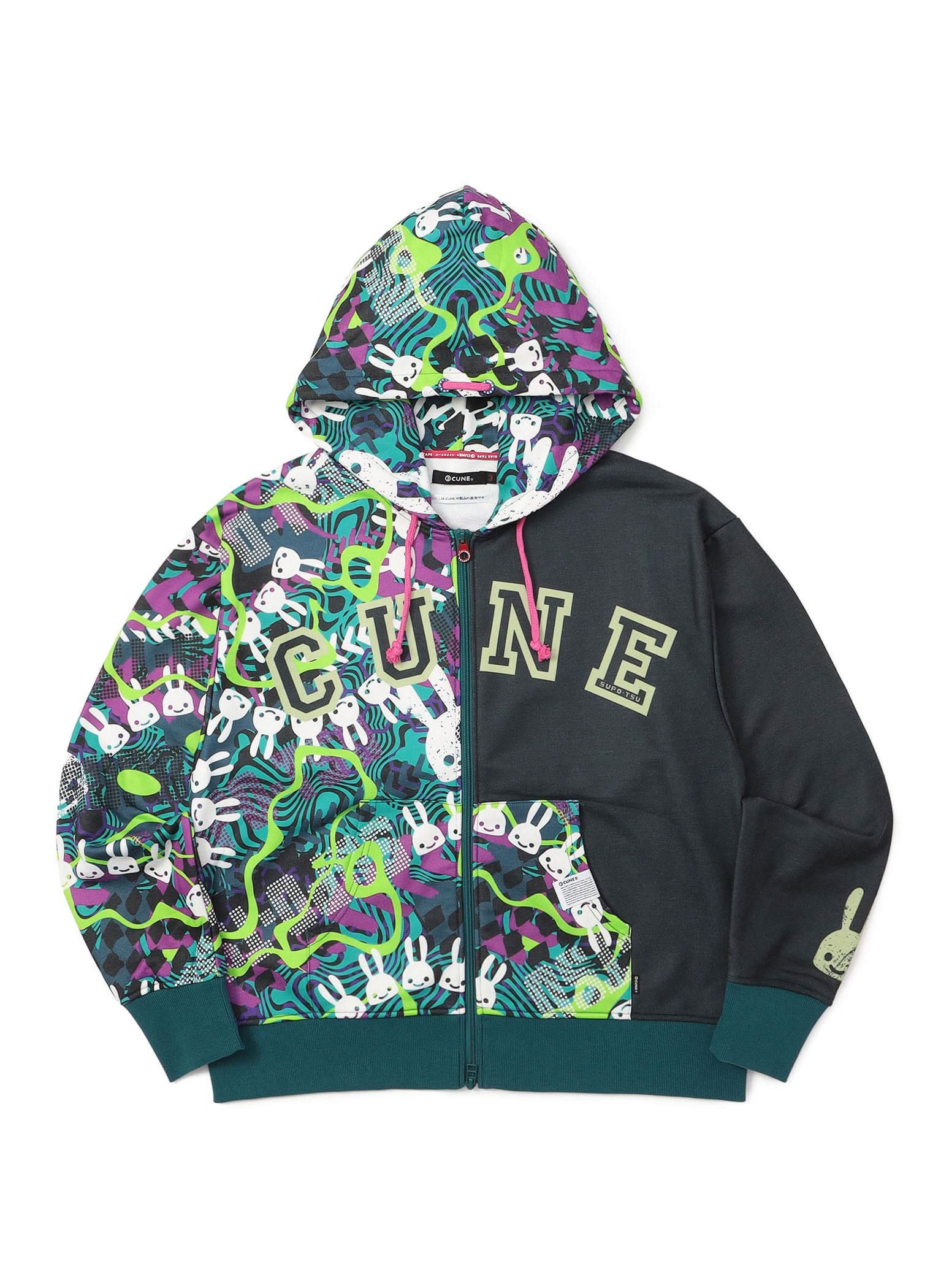 グリーンエナジースウェットジップパーカー｜ウサギがいる｜CUNE