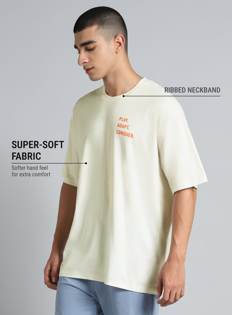 Buy Men's White Cult Graphic Oversized Fit T-shirt Online in India