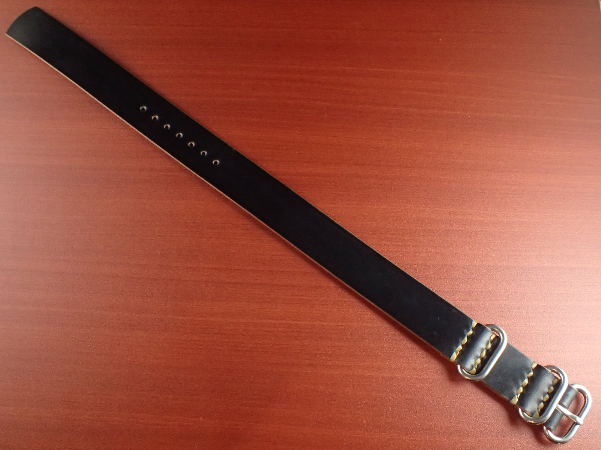 ホーウィン シェルコードバン 引き通し革ベルト ブラック 17～24mm