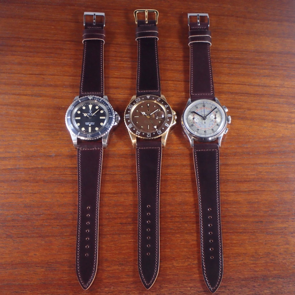 ホーウィン シェルコードバン革ベルト バーガンディ 18、20mm