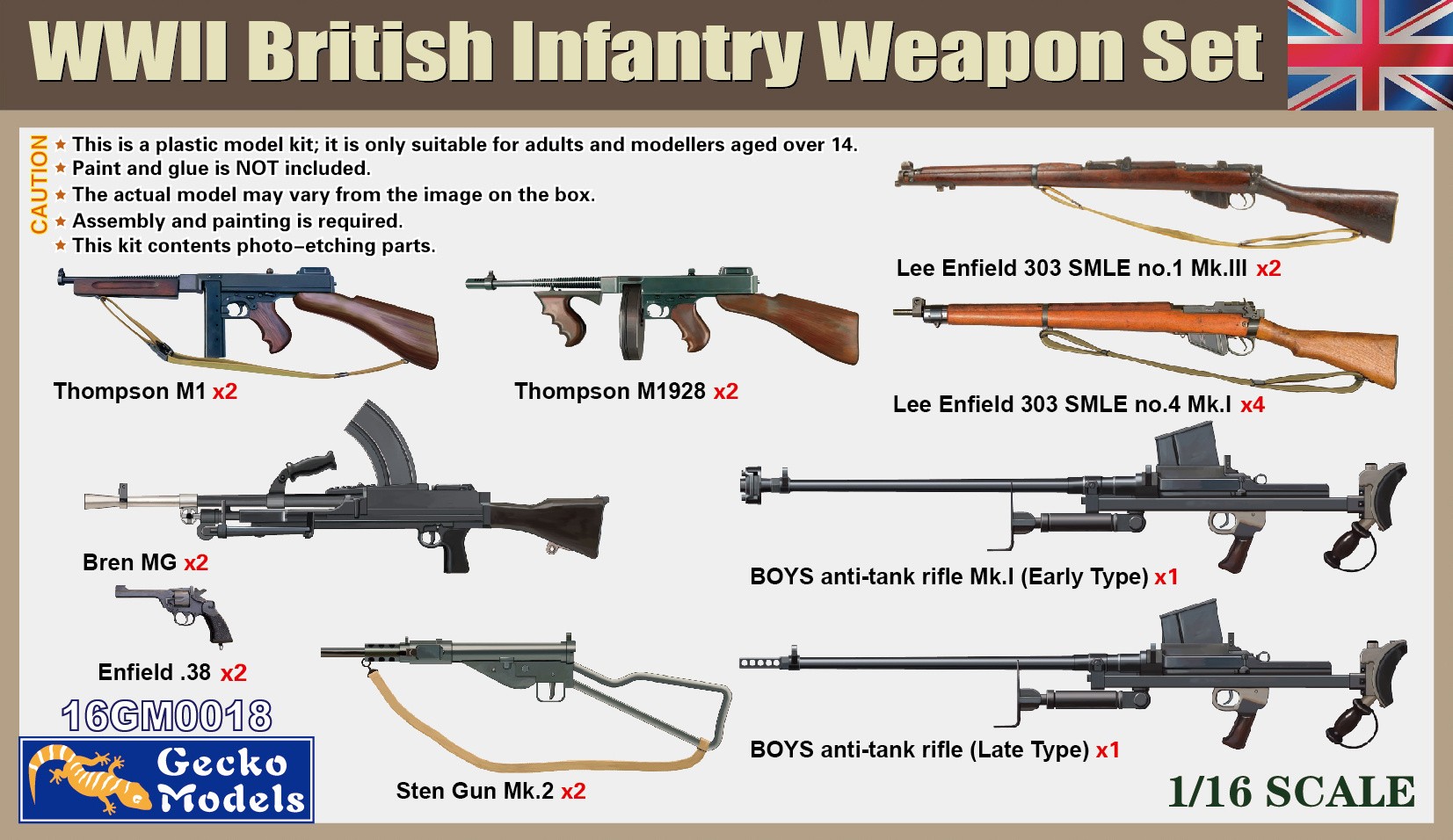 1/16 イギリス軍 歩兵用小火器セット - (株)ビーバーコーポレーション