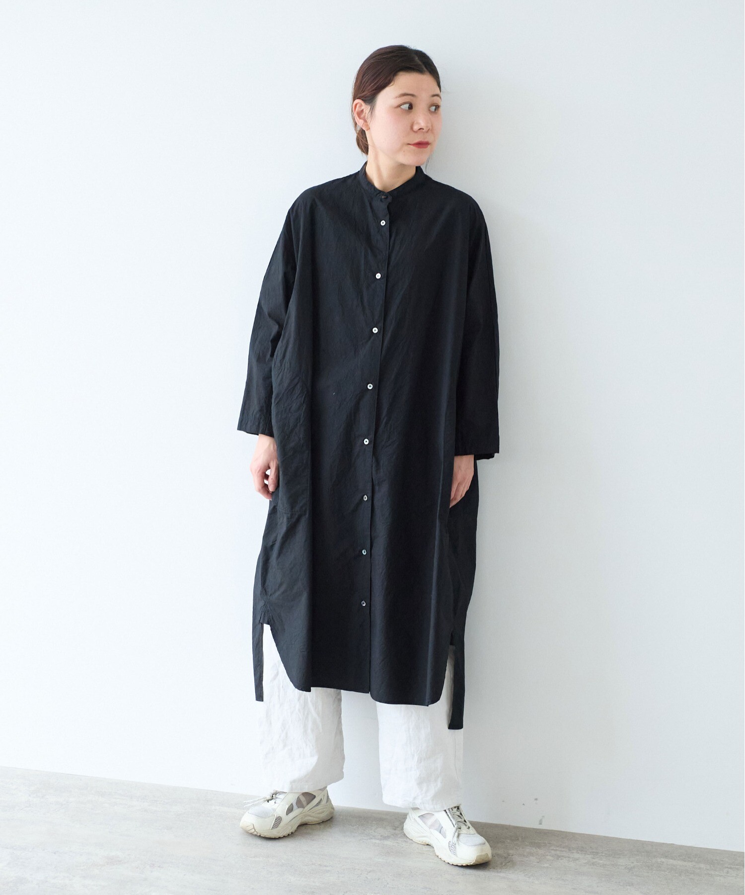 AMBIDEX Store △コットンキャッチワッシャーバンドカラーワンピース