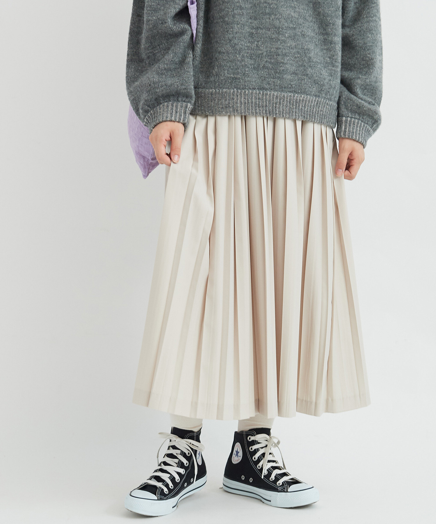 AMBIDEX Store T/R ロングプリーツスカート(F ベージュ): bulle de savon