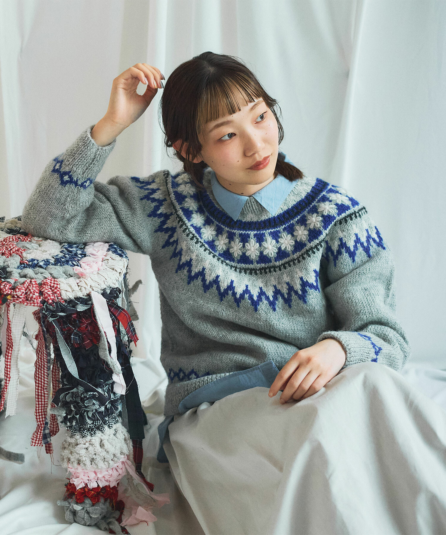 AMBIDEX Store 〇 ネパール ハンドニット ジグザグジャカード プル