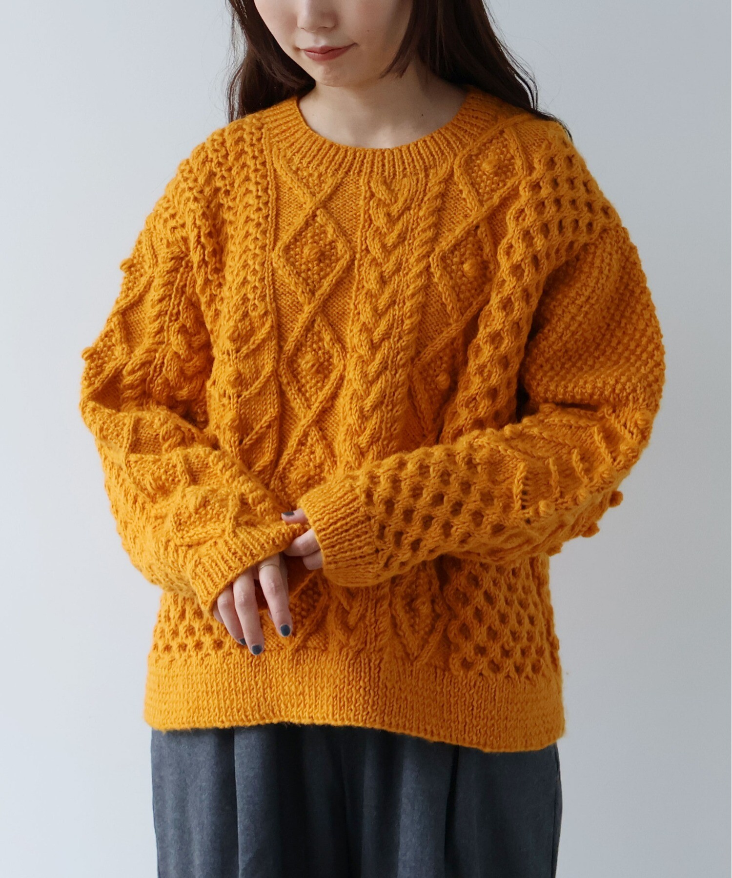 AMBIDEX Store ネパールハンドニット プルオーバー(F シロ): yuni