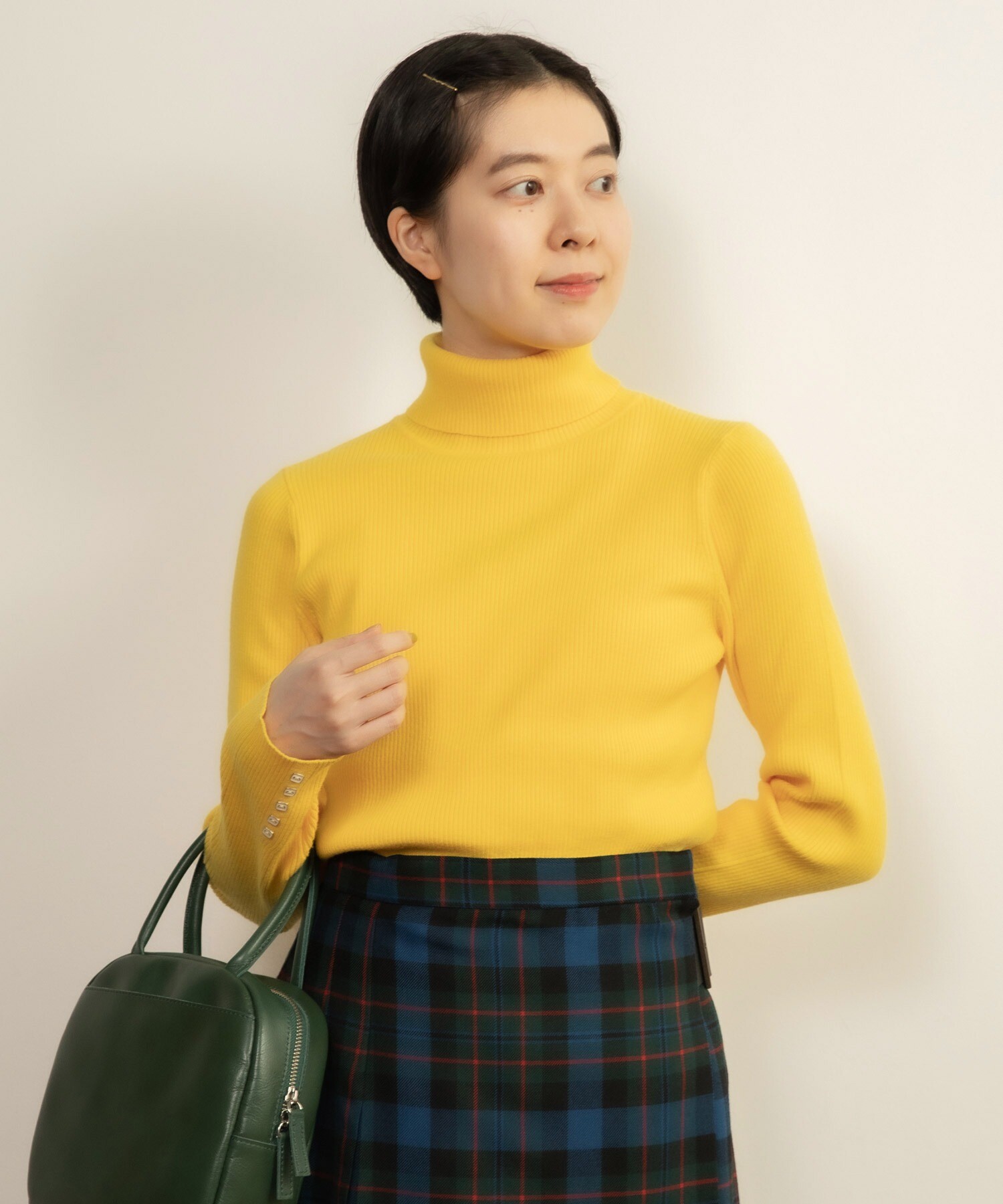 AMBIDEX Store レーヨン/ポリエステル 袖口釦リブタートル(F ボーダー