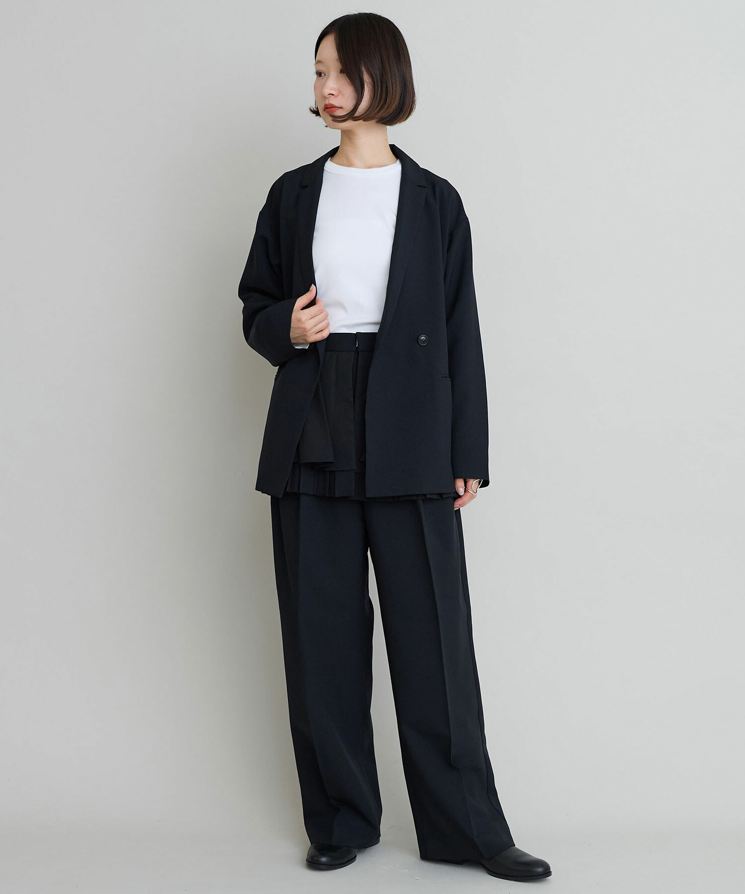 AMBIDEX Store 〇トロピカルワッシャー ルーズダブルジャケット(F クロ