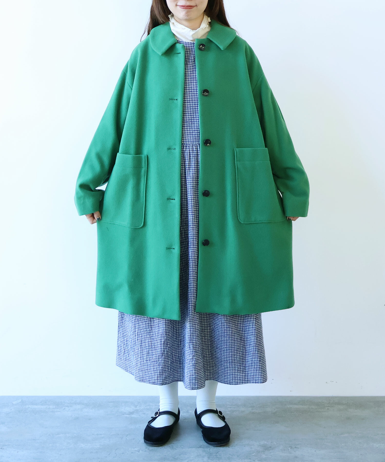 AMBIDEX Store △〇 super100 スイビ ステンカラーコート(F グリーン