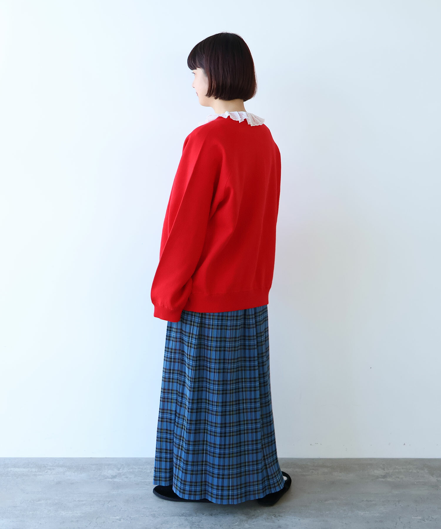 AMBIDEX Store △○ タータンチェック プリーツスカート(F グリーン