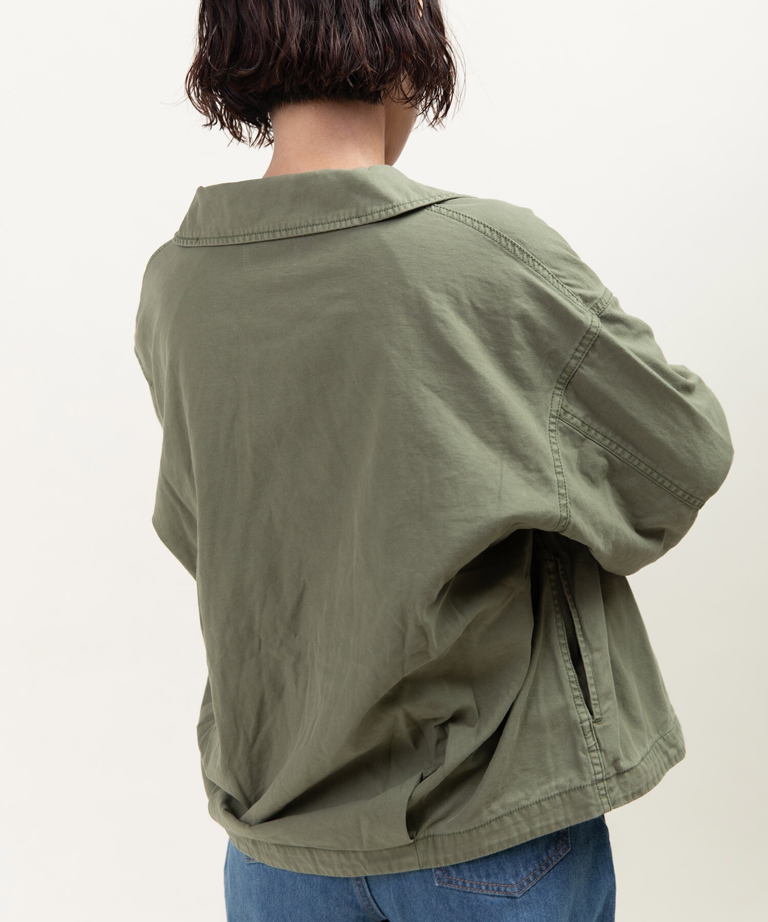 AMBIDEX Store ○綿ツイル 製品硫化染め アーミージャケット(F カーキ