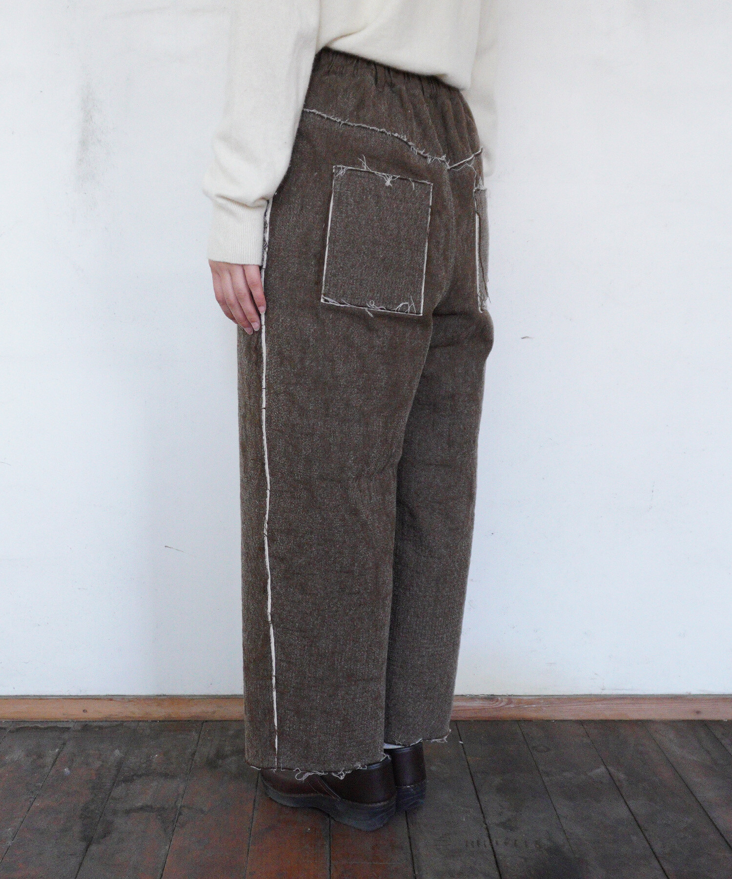 AMBIDEX Store 〇Denim/freece needle punch カーブパンツ(F ブラウン