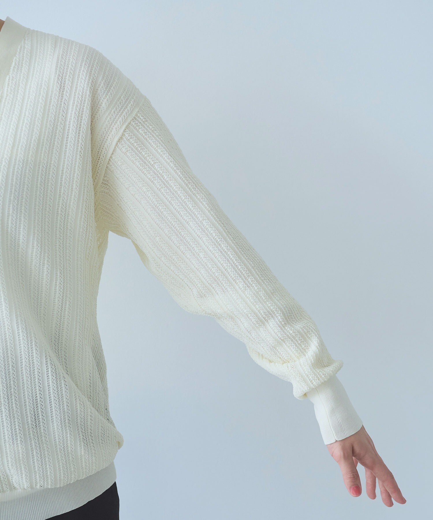 AMBIDEX Store ○○コットン/ナイロン sheer stripes カーディガン(F