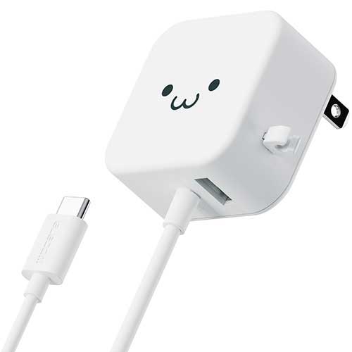 スマートスクール / 12W 充電器 TypeCケーブル一体型＋A×1 白