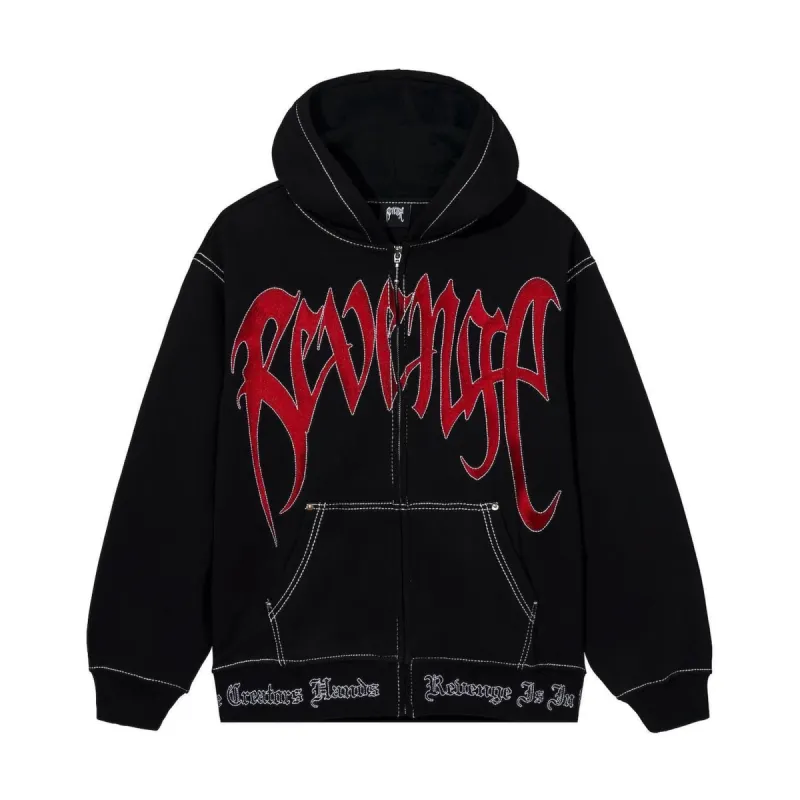 Revenge Contrast Embroidered Zip Black/Red | Parallel