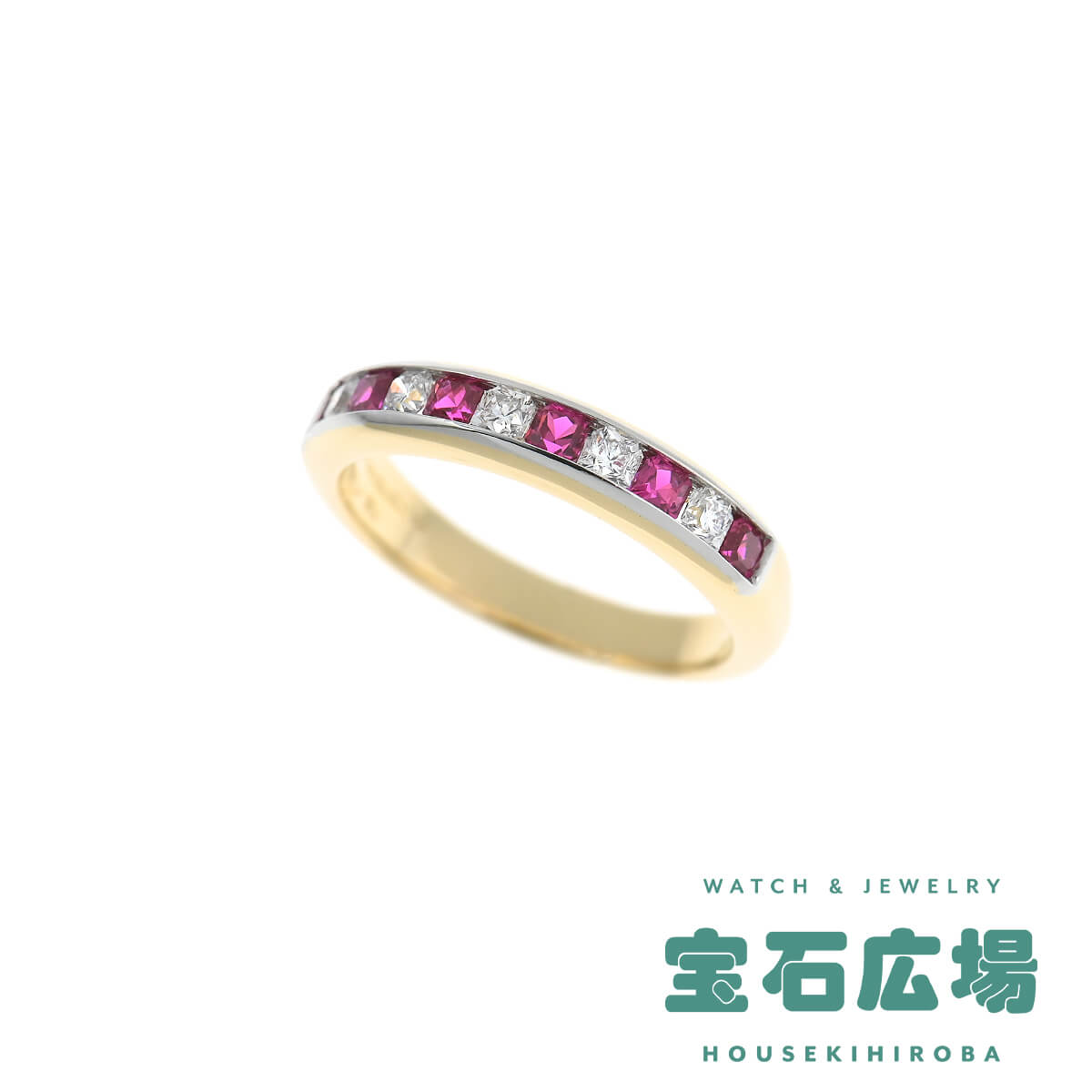 ルシダ ハーフサークルバンド ルビー・ダイヤ リング 中古