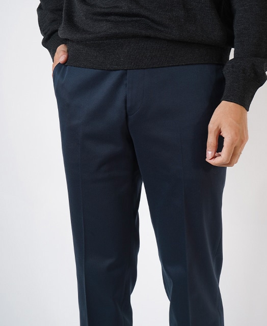 イージーケアチノパンツ（ノータック）(44 ブルー系): メンズ