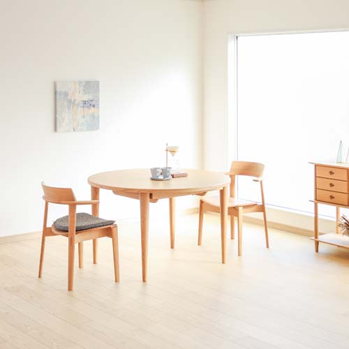 飛騨家具 nissin 日進木工 sof ソフ 丸伸長式テーブル 国産家具 無垢