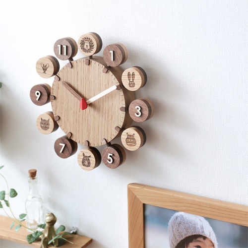 旭川クラフト コド木工 おひさまクロック 国産クラフト 木製 掛け時計