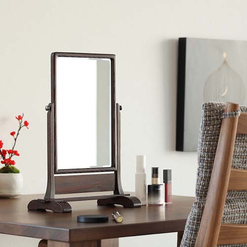 江戸指物 立鏡 伝統工芸品 木製 卓上ミラー アッシュ | MUKU工房