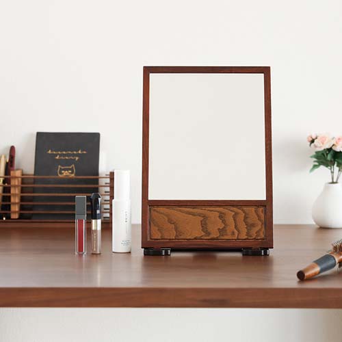 江戸指物 置鏡 伝統工芸品 木製 卓上ミラー | MUKU工房