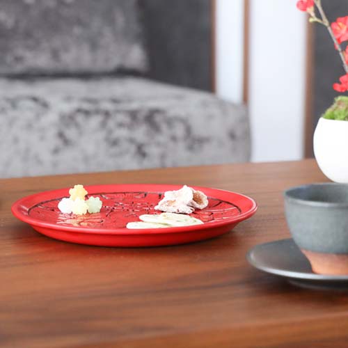 村上木彫堆朱 藤井漆工 干菓子盆 伝統工芸品 木製 プレート | MUKU工房