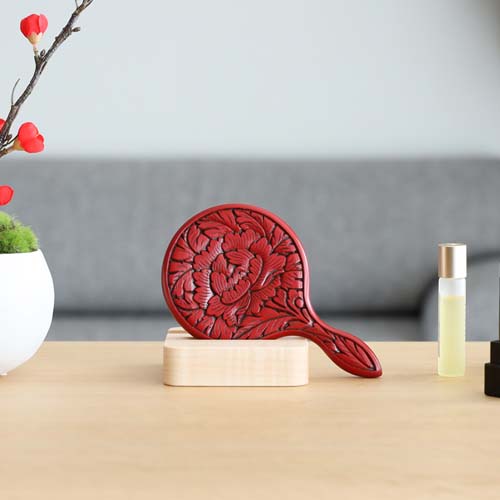 村上木彫堆朱 藤井漆工 姫手鏡 伝統工芸品 木製 ハンドミラー | MUKU工房